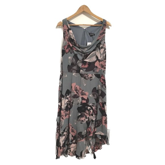 NWT Le Chateau Asymmetrical High-Low Cowl Neck Dress - Picture 2 of 15